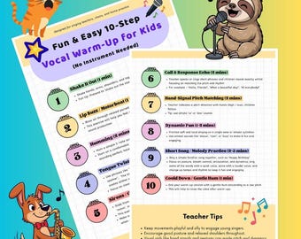 Printable Vocal Warm-Up for Kids | Fun Singing Exercises PDF for Children’s Choir, Music Class & Home Practice | No Instrument Required