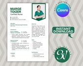 Modern Nursing CV Template | Professional RN Healthcare Resume | Canva Editable | Digital Download