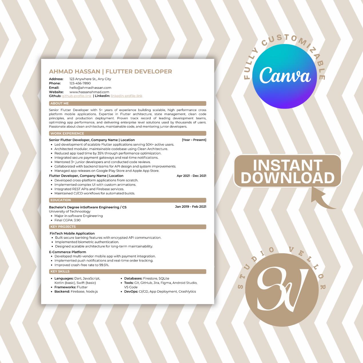 Editable ATS CV Resume Template | Professional Design | Canva Editable ...