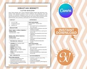 Internship Resume Template Canva Editable | ATS Friendly Student CV | First Job Resume | Instant Download
