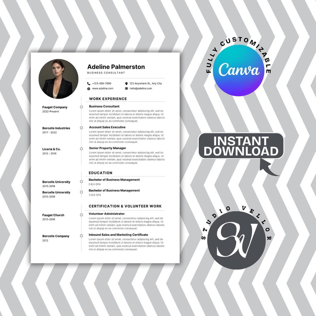 Creative Linkedin CV Template Canva Editable | Modern Professional ...