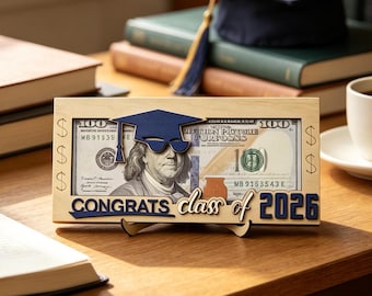 Class of 2026 Graduation Money Holder(No customization),Wooden Cash Gift Frame,Graduation Keepsake,Unique Grad Gift for Her/Him