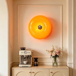Orange Glass Donut Table Lamp,RGB Color Changing,Touch Dimmable Night Light,Vintage Funky Desk Lamp for Bedroom Living Room Decor,Wall Light