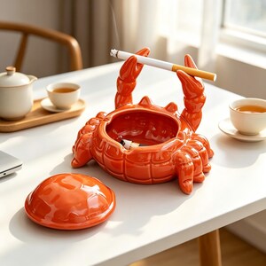 Cenicero de cerámica con forma de cangrejo, soporte multiusos: cenicero, soporte para teléfono, portalápices y decoración. Ideal para amantes de los cangrejos, regalo de cumpleaños, regalo adorable con forma de cangrejo, regalos para él/ella.