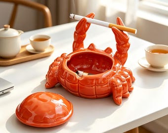 Ceramic Crab Ashtray,Multi-Use Holder: Ashtray, Phone Stand, Pen Holder & Decor,Crab lovers,birthday gift,Cute crab gift,Father's Day gift
