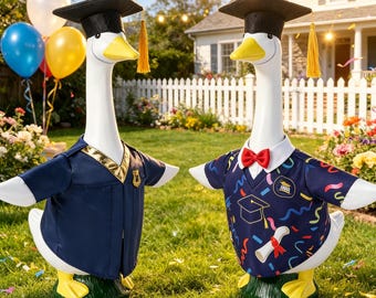 Completo per oca da portico, Set completo per oca da laurea per oca da 23 pollici, Decorazione artistica da giardino, Regalo di laurea, Vestiti decorativi da giardino, Accessorio per oca Kawaii