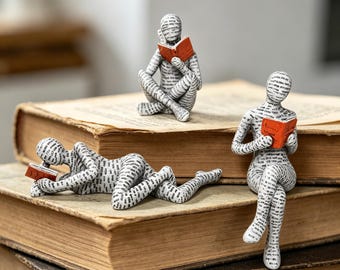 Reading Woman Figurine,Resin Reading Sculpture,Shelf Ornament,Bookworm Gift for Her,Book Lover Gift,Shelf & Desk Ornament,birthday gift