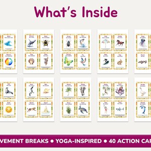 Printable Summer Movement Flashcards, 40 Animal Action Cards, Preschool Curriculum, Printable Montessori Cards, Summer Games Ideas image 2