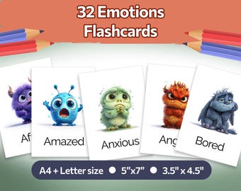 Emotions Flashcards: 32 Feelings Cards for Social-Emotional Kids Vocabulary Learning