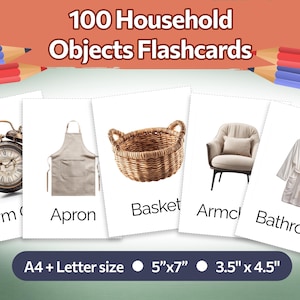 Household Objects Flashcards: 100 Realistic Photo Cards for Kids Vocabulary Learning