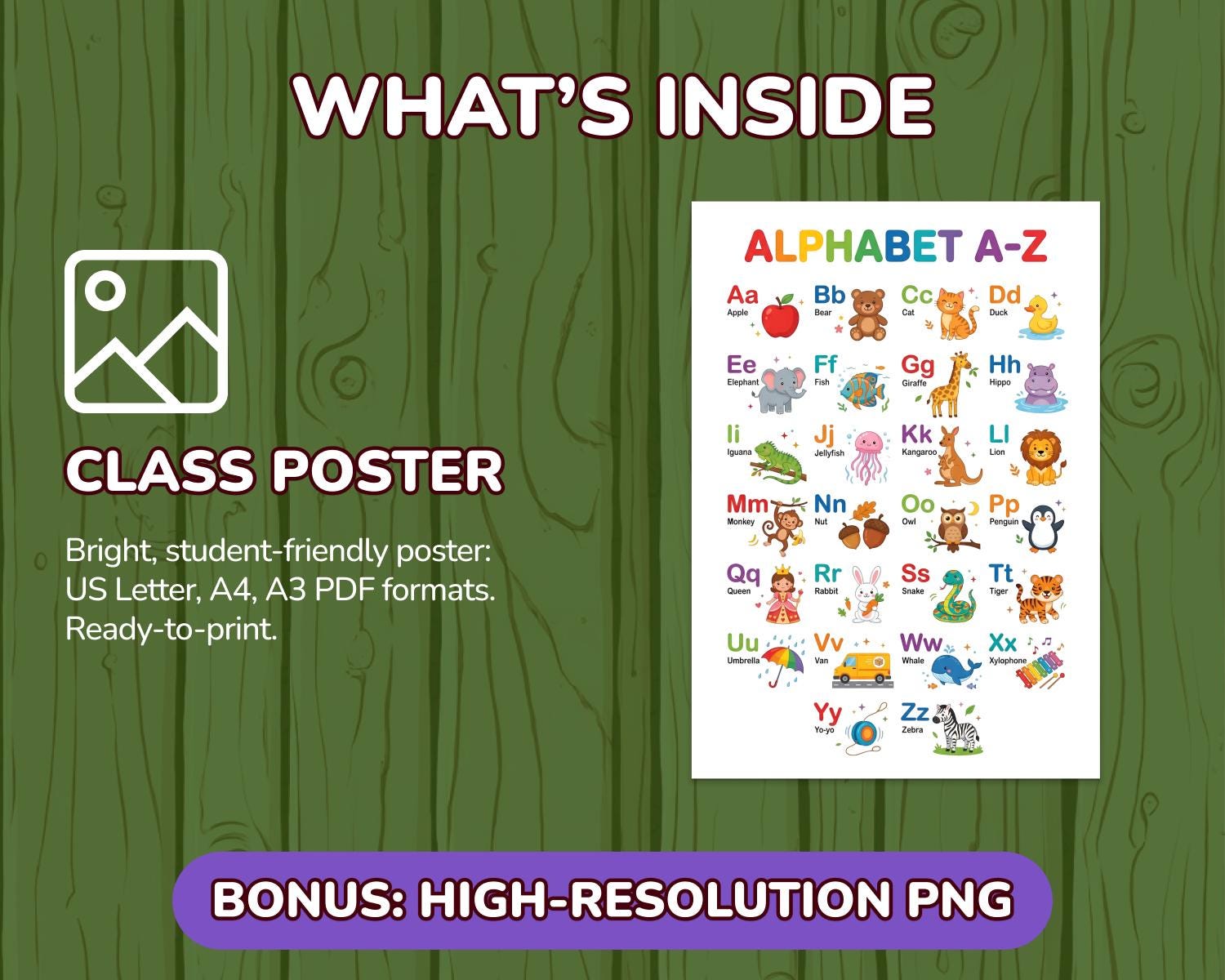 ABC Poster for Preschool, Printable Alphabet A-Z Chart PDF for ...