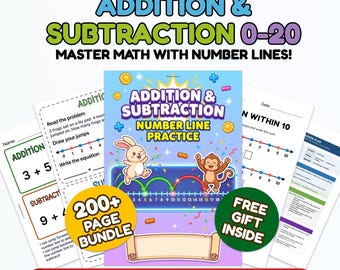 Addition och subtraktion 0-20, Tallinje Enhetsstudier, Matematik Arbetsblad, Förskoleläroplan Matematik