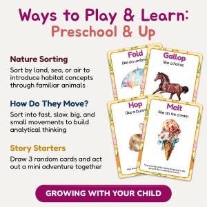 Printable Summer Movement Flashcards, 40 Animal Action Cards, Preschool Curriculum, Printable Montessori Cards, Summer Games Ideas image 7