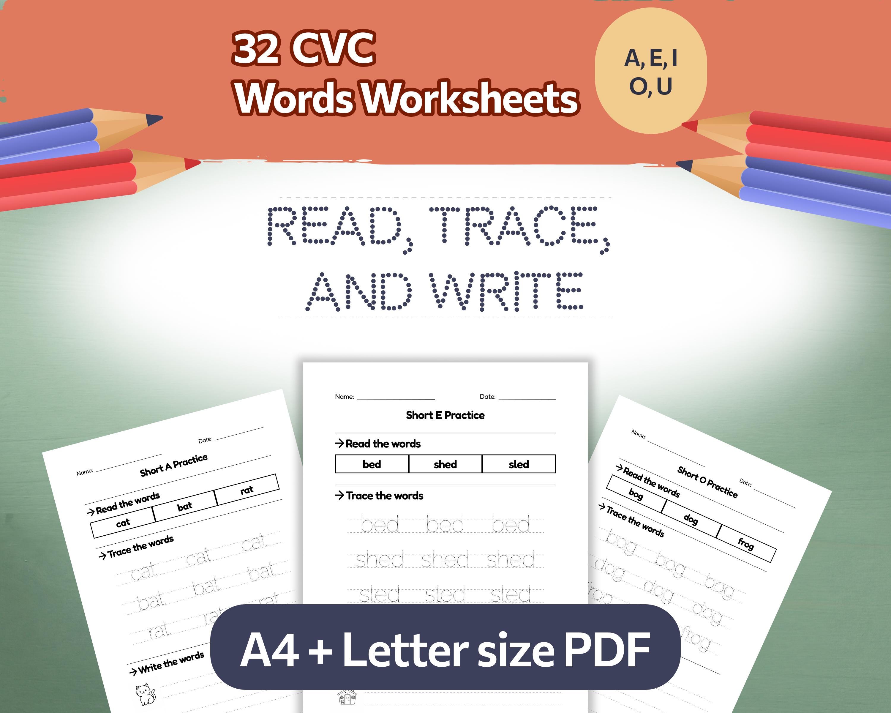 CVC Short Vowel Phonics Bundle | Read Trace Write Practice ...