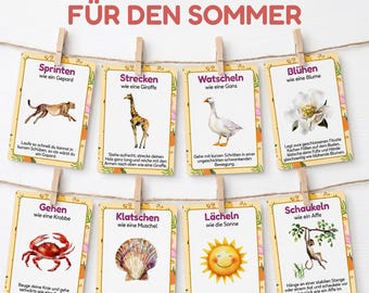 40 Bewegungskarten Kinder Sommer Spiel Bewegungsspiel Kita Schule Motorik Lernspiel Utomhusaktiviteter Kindergeburtstag