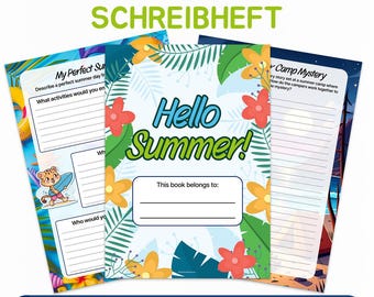Sommer Schreibheft für Kinder | 10 Schreibaufgaben | Grundschule | Sofort-Download | Druckvorlage | 6–10 Jahre