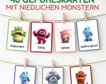 Gefühlskarten für Kinder, Lernspiel, Gefühle lernen und verstehe, Kleinkind, Vorschule, Kindergarten, Kita, Autismus, Montessori Lernkarten