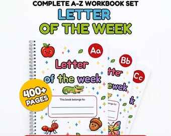 Letter of the Week Alphabet Worksheets Bundle | Pre-K Homeschool Preschool Curriculum, Handwriting Practice (PDF)