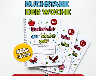 Buchstaben: Vorschul-Lernpaket A-Z | Arbeitsblätter Alphabet Schreiben lernen PDF ausdruckbar, Kita Kindergarten Vorschule Ausmalbilder