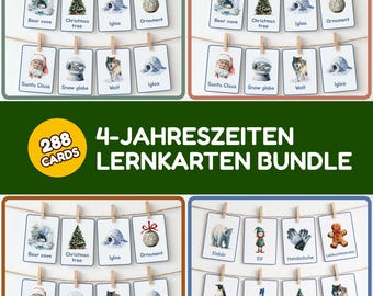 288 Jahreszeiten Bildkarten BUNDLE | Saisonale Flashcards PDF | Frühling Sommer Herbst Vinter | Kita Vorschule Montessori Kleinkind