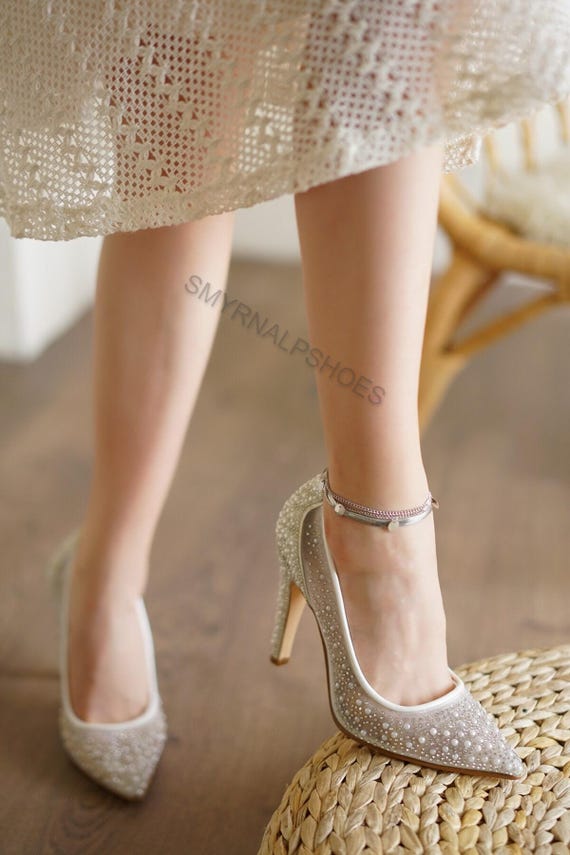 Rhinestone Pearl Wedding Heels – Luxury Bridal Shoes, Crystal Wedding Pumps, Designer Wedding Shoes