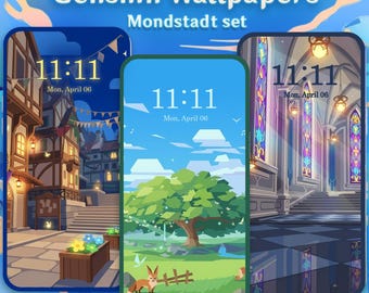 Fondos de pantalla de Mondstadt / Paquete de fondos de pantalla para móviles creados por fans de Genshin Impact para iOS y Android (Descarga digital)