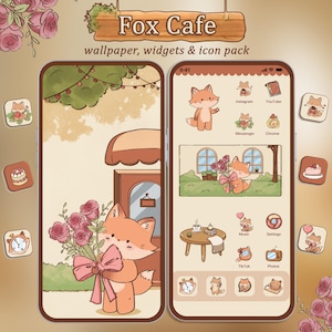 Spring Cottagecore Fox Phone Theme, Cozy App Icons, Wallpapers (Digital Download)
