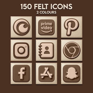 Felt Texture App Icons Pack | 3D Fabric iOS Android Theme | Neutral Pink Beige Glow-Up