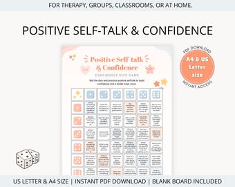 Self-esteem dice game, Dice game for kids, Kids counselling, Kids and teens therapy, Confidence dice game, mental health kids