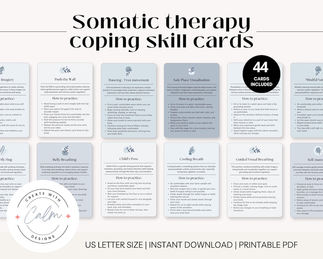 Somatic Therapy Coping Skills Cards, Somatic Therapy, Emotional ...