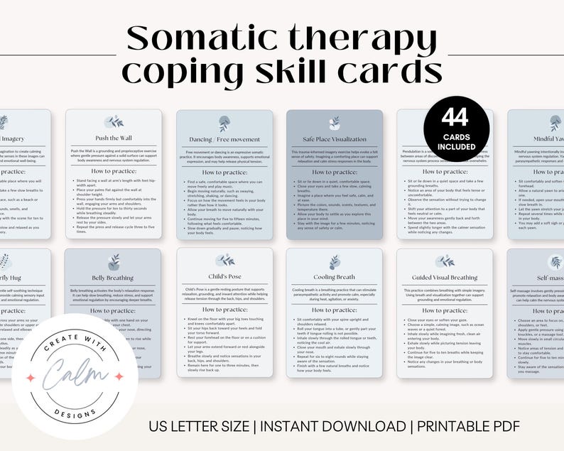 Somatic Therapy Coping Skills Cards, Somatic Therapy, Emotional ...