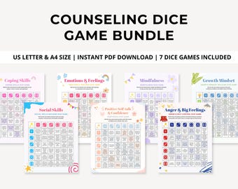 Counseling Dice game bundle, Therapy dice game bundle, Kids therapy, Teen therapy, therapy bundle, Dice game kids, Coping skills kids