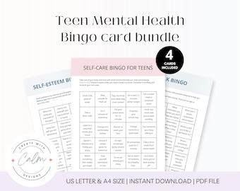 Teen mental health bingo cards, Teen therapy bingo, Teen self-care, Teen therapy worksheets, Teen bingo, Teen self-esteem bingo