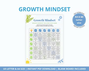 Growth mindset board game, Growth mindset, SEL activity, Kids therapy game, Therapy dice game, Therapy board game