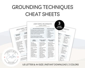 Grounding Techniques Cheat Sheet, Anxiety Coping Skills (Instant Download)