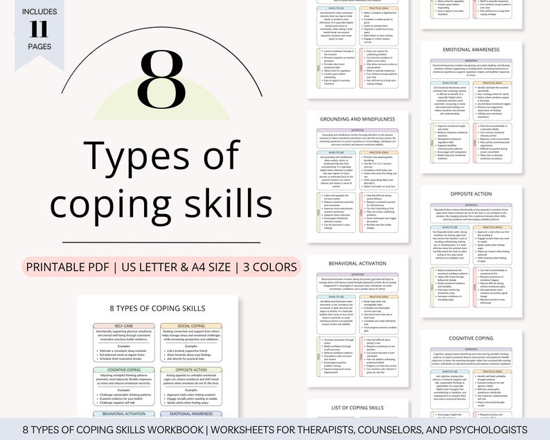 8 Types of Coping Skills, Coping Skills Workbook, Coping Skills, Mental ...