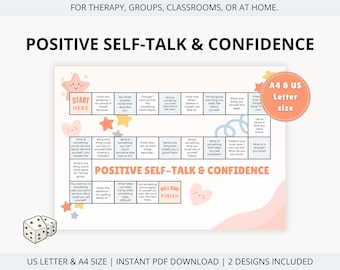 Positive self-talk dice game, Kids therapy, teen therapy, coping skills, Kids self-esteem, Counseling activity, counseling resources
