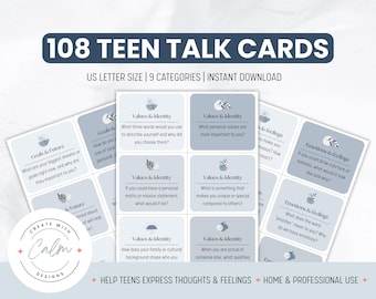 Teen conversation cards, Teen conversation starters, Therapy talk cards, Therapy conversation cards for teens, Teen talk cards