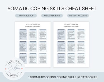 Somatic therapy coping skills, Somatic coping skills cheat sheet, Somatic therapy,