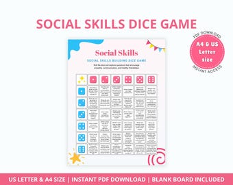 Social Skills Dice Game for Kids, Teens, Therapy (Digital Download)