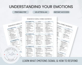 Understanding your emotions, Emotions list, Emotional regulation, therapy reference, therapy handout, Therapy worksheet, Emotions reference