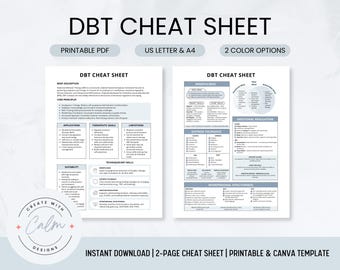 DBT cheat sheet, DBT skills cheat sheet, Dialectical behavior Therapy, Therapy worksheet, Therapy tools, Therapy resources, DBT print