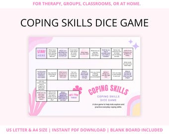 Coping Skills Dice Game for Kids, Emotional Awareness Activity (Digital Download)