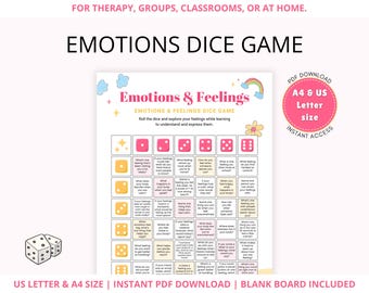 Emotions & Feelings Dice Game for Kids, SEL Activity (Digital Download)