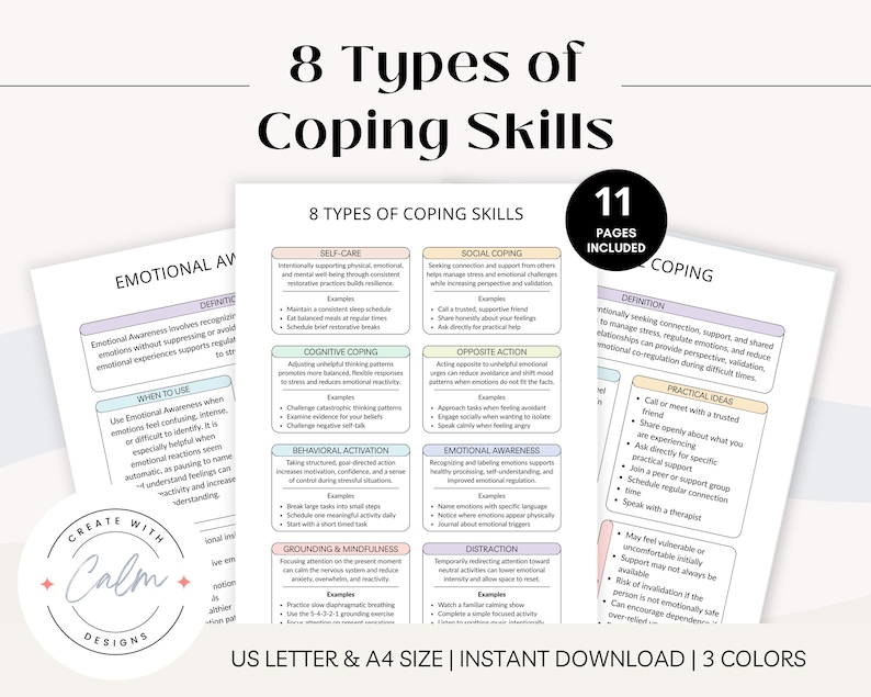 8 Types of Coping Skills, Coping Skills Workbook, Coping Skills, Mental ...