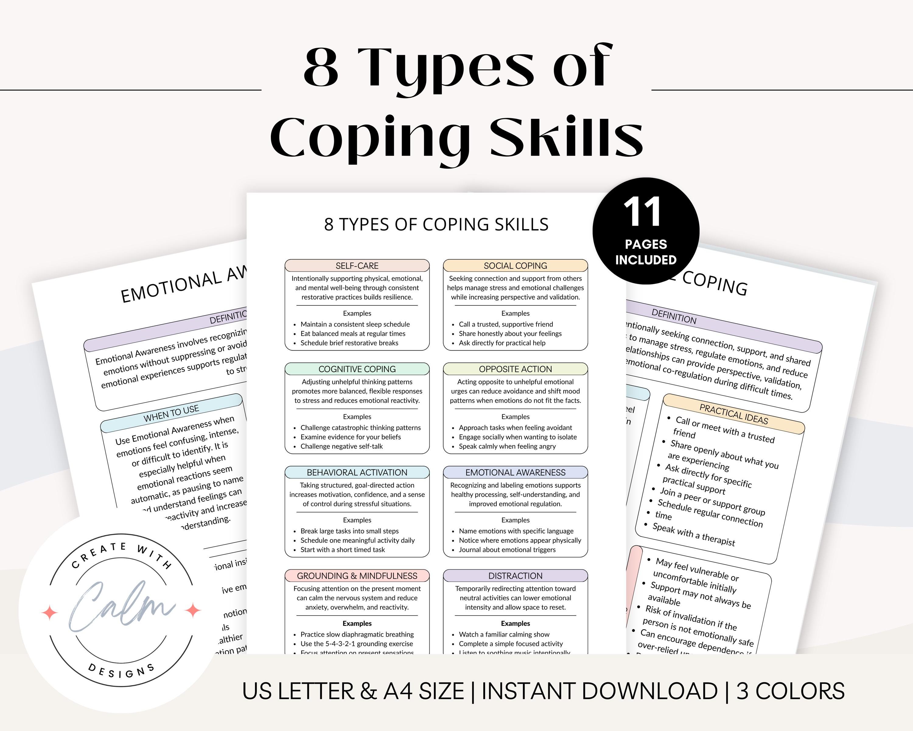 8 Types of Coping Skills, Coping Skills Workbook, Coping Skills, Mental ...