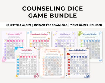 Counseling Dice game bundle, Therapy dice game bundle, Kids therapy, Teen therapy, therapy bundle, Dice game kids, Coping skills kids