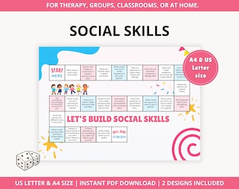 Social Skills Dice Game for Kids, SEL Activities, Therapy Tool (Digital Download)