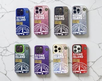Hoesje in Stone Island-stijl voor iPhone 12-13-14-15-16-17 Mini Plus Pro Pro Max