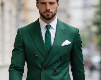 メンズ エメラルドグリーン ダブルブレストスーツ – テーラードモダン